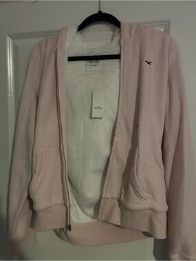 Hollister Light Pink Teddy-Lined Zip Hoodie